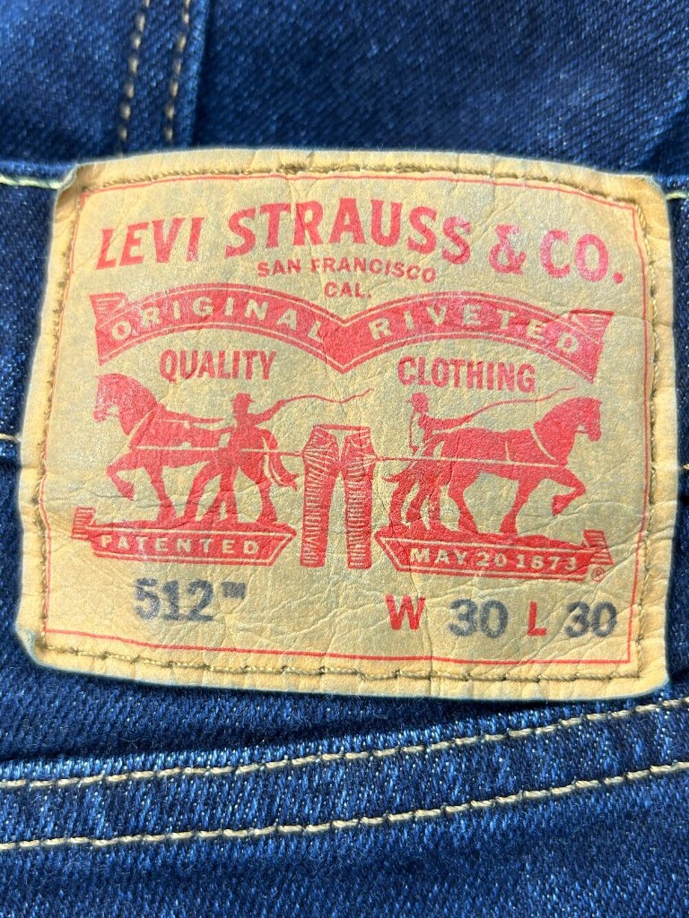 Levi’s 512 Jeans Mens Size 30x30 Blue Denim Mid Rise Dark Wash Straight